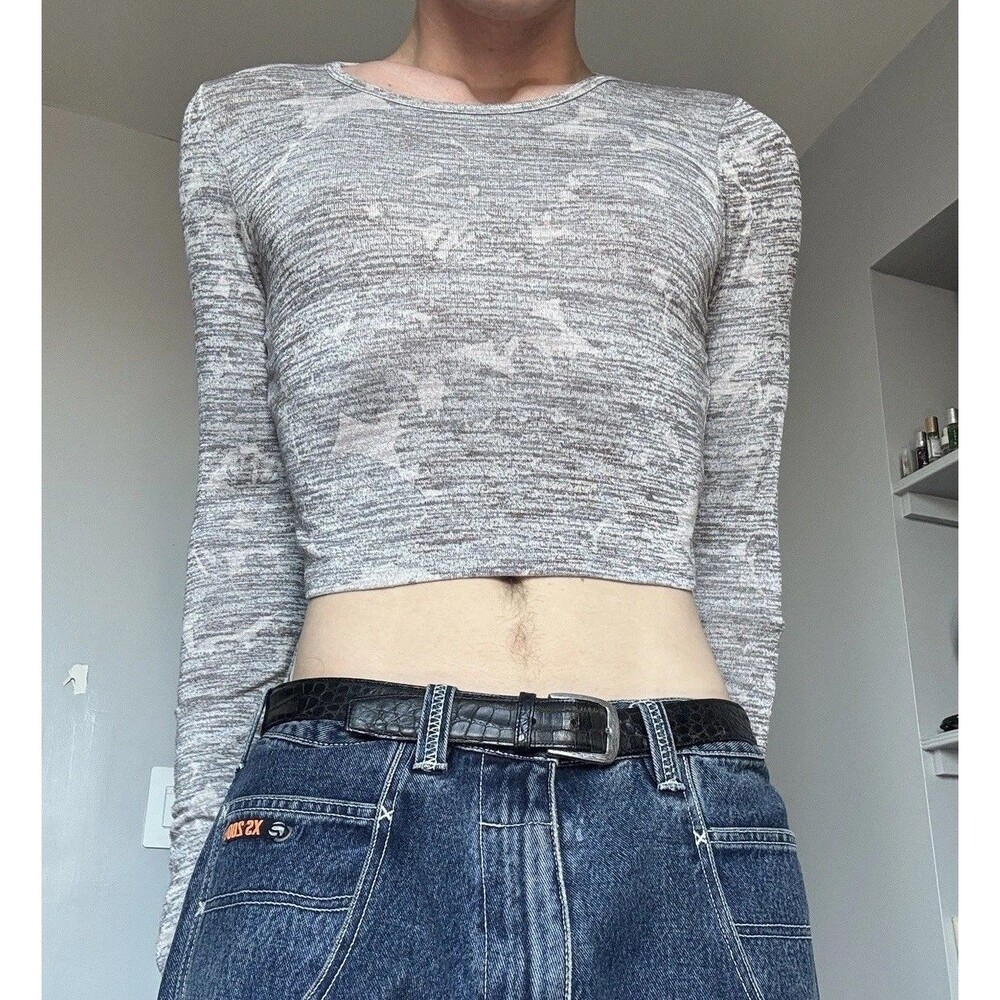 Aritzia Long Sleeve Camo Crop Top Sz L Y2K